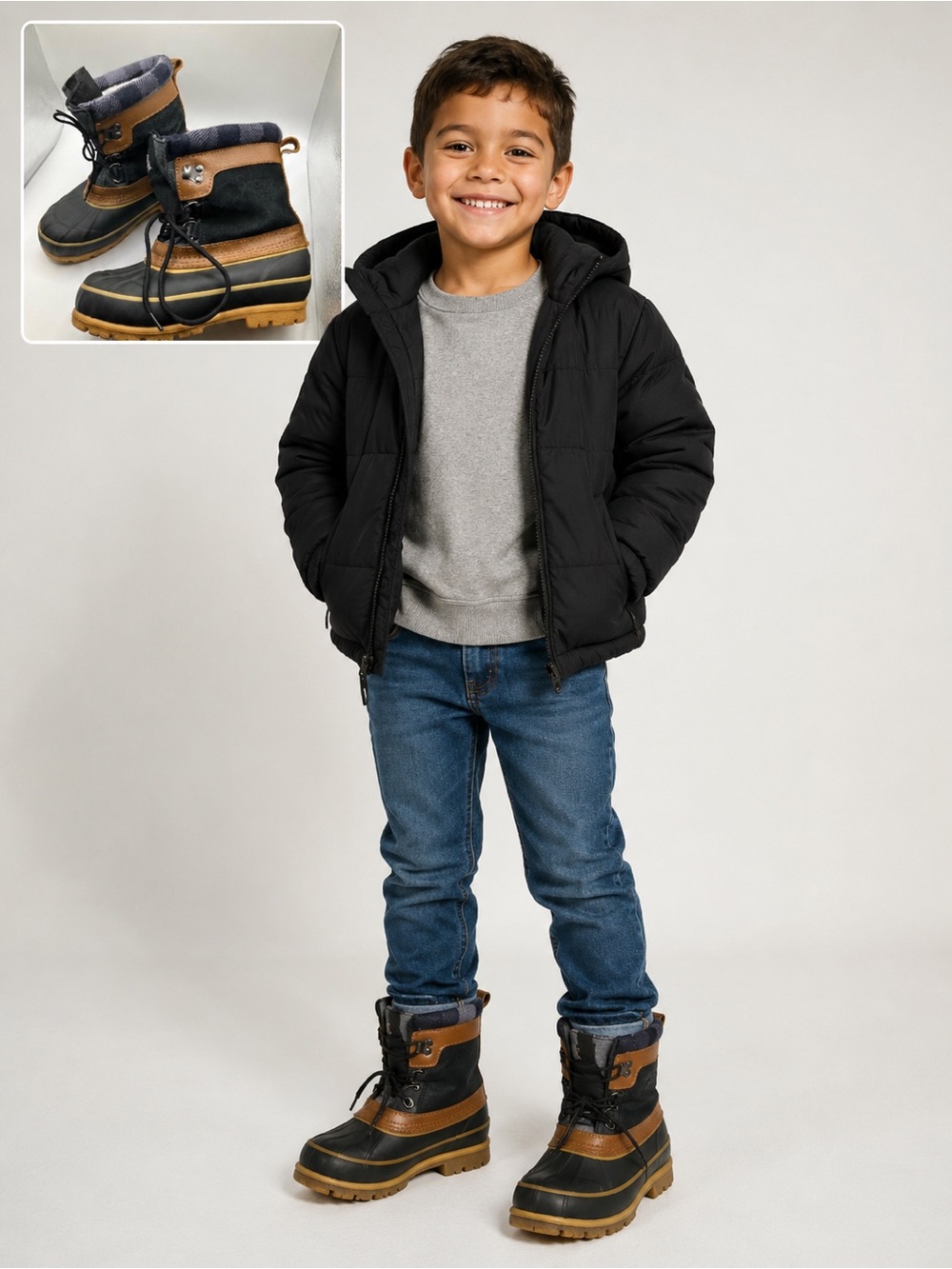 NWOT Snowy Creek DuPont ThermoLite Thin Insulation Duck Winter Boot Kids Size 12